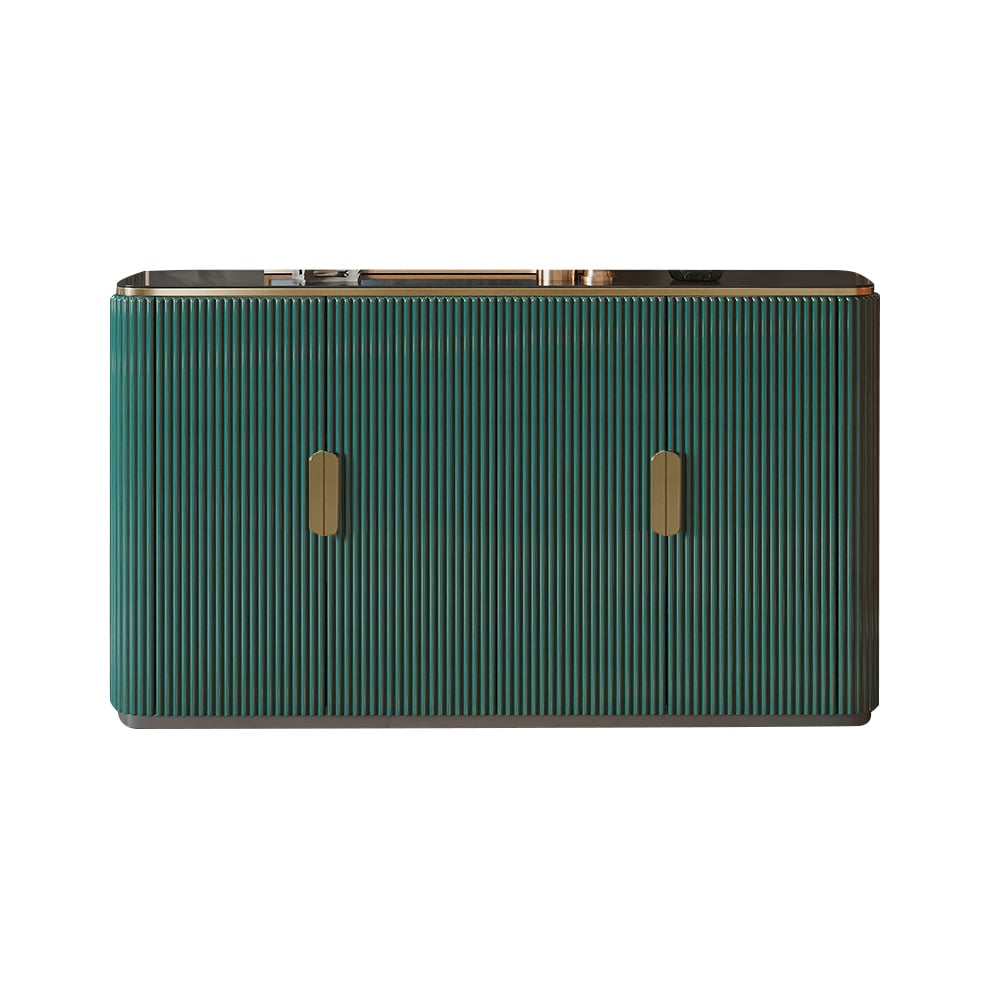 Luxury Green Glass Top Sideboard Buffet with 4-Door & Shelves window image