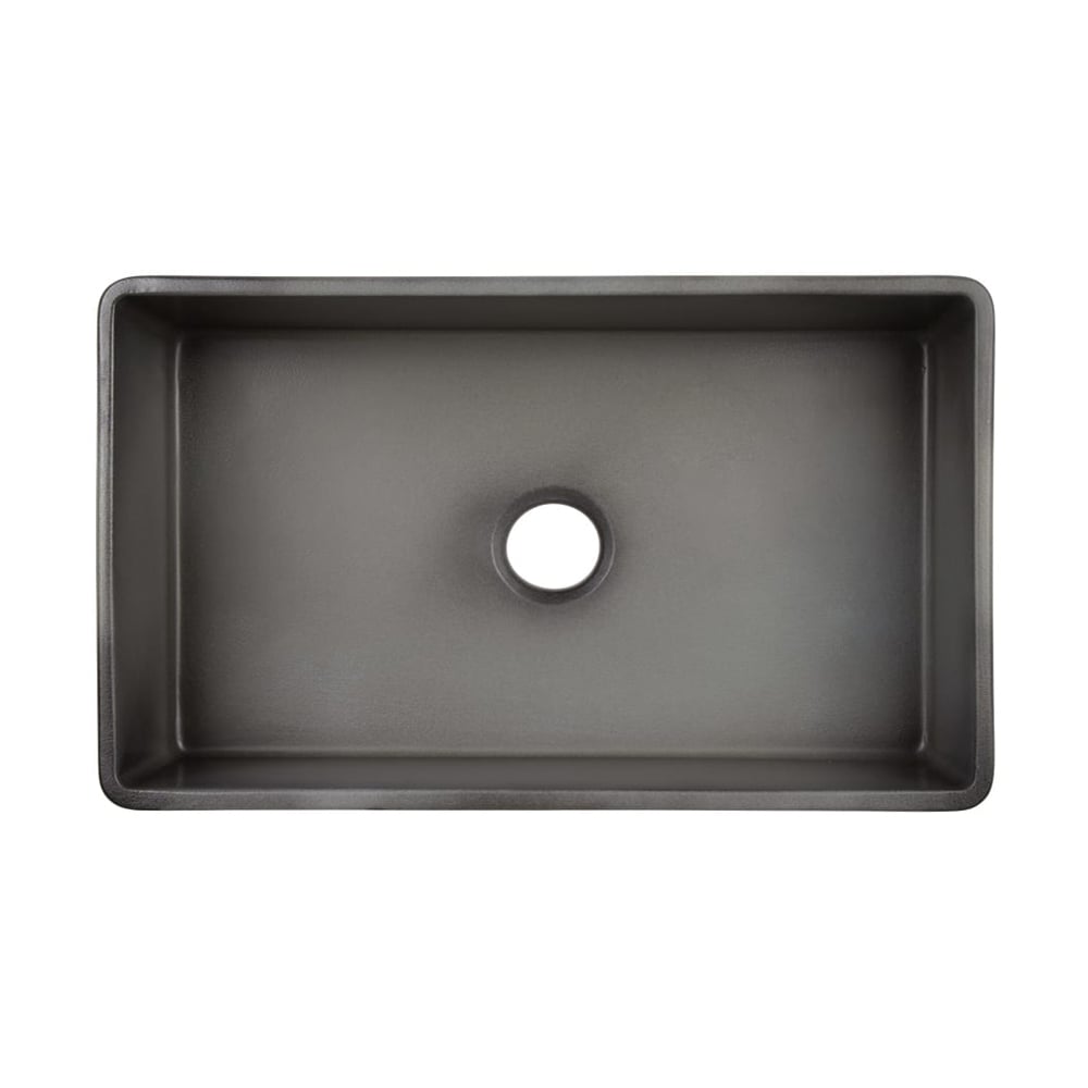 Évier de cuisine rectangulaire sous plan en argile réfractaire de 914 mm à cuve unique en gris image de fenêtre
