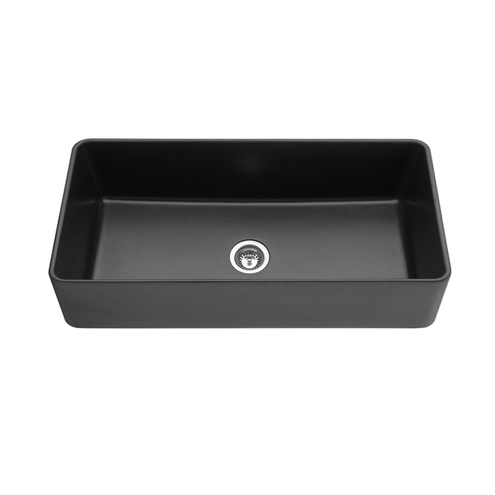 914mm vuurvaste keuken rechthoekige onderbouw gootsteen enkele kom in zwart Vensterafbeelding