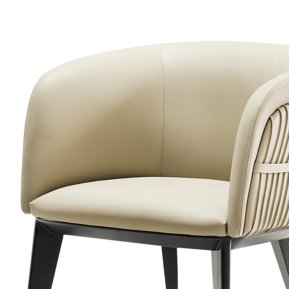 Beige Dining Chair PU Leather Upholstery with Full Back window image