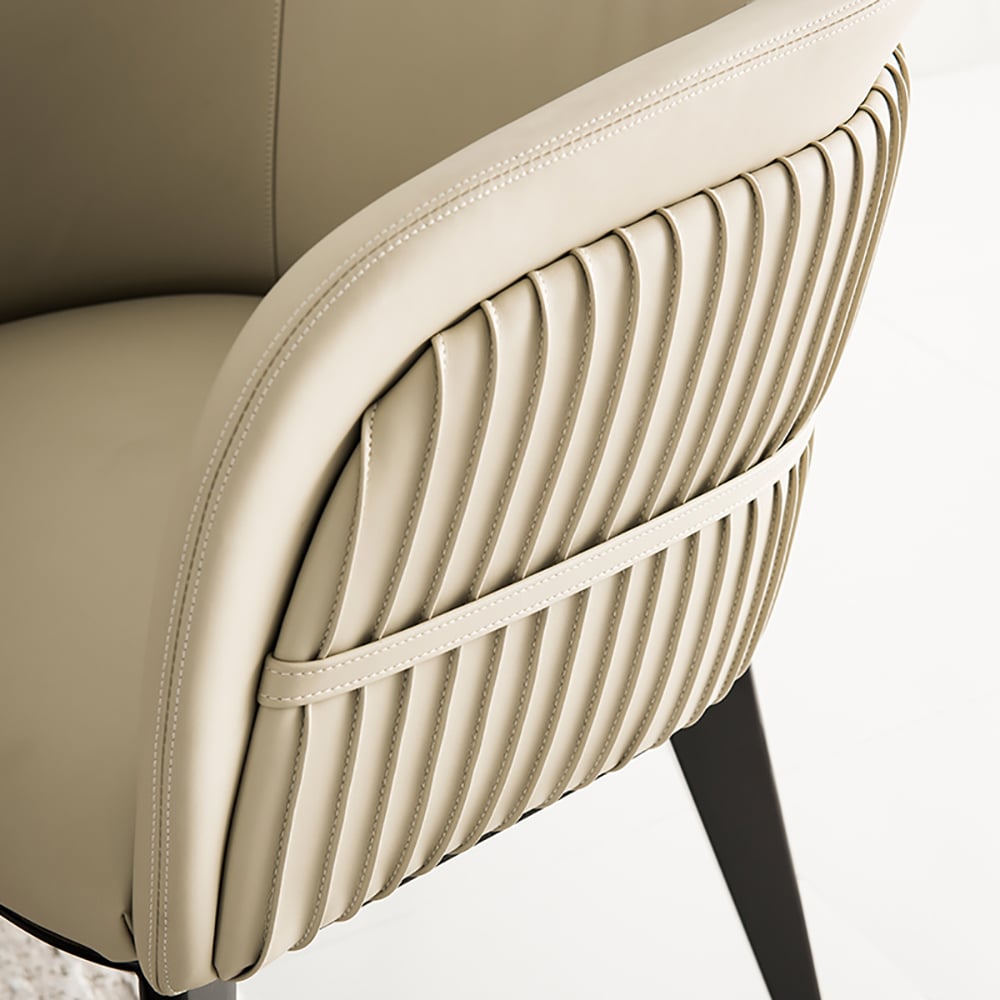 Beige Dining Chair PU Leather Upholstery with Full Back window image