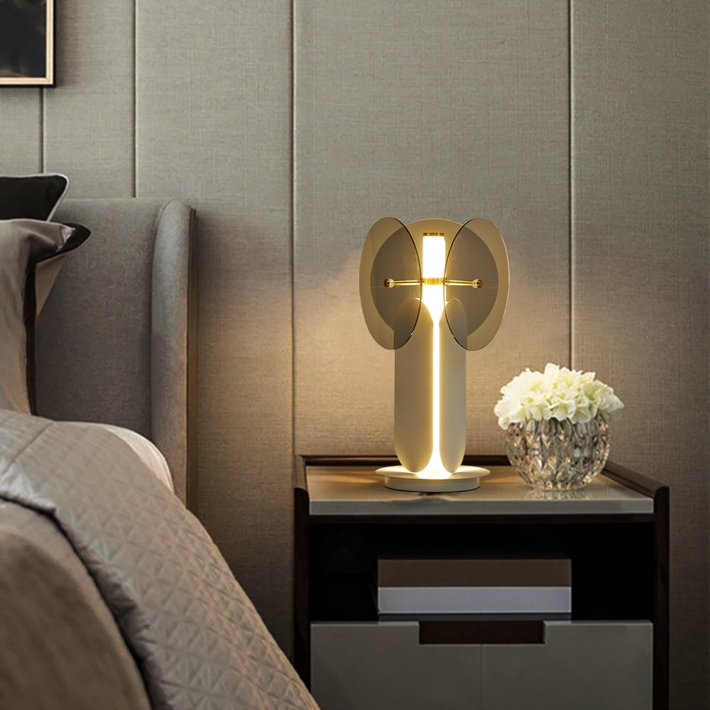 Unique White & Grey 1-Light Table Lamp with On / Off Switch window image