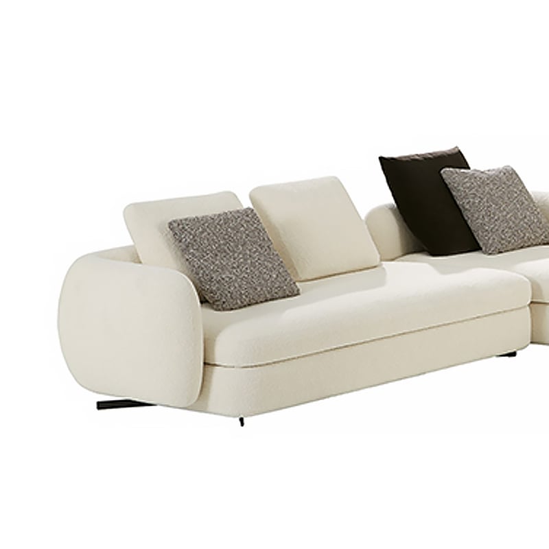 Lněná uphostrovaná sekční pohovka v béžové barvě pro 5 sedadel Modulární sekční obrázek okna