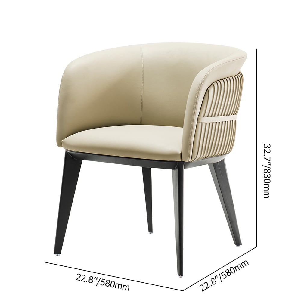 Beige Dining Chair PU Leather Upholstery with Full Back weights dimensions image