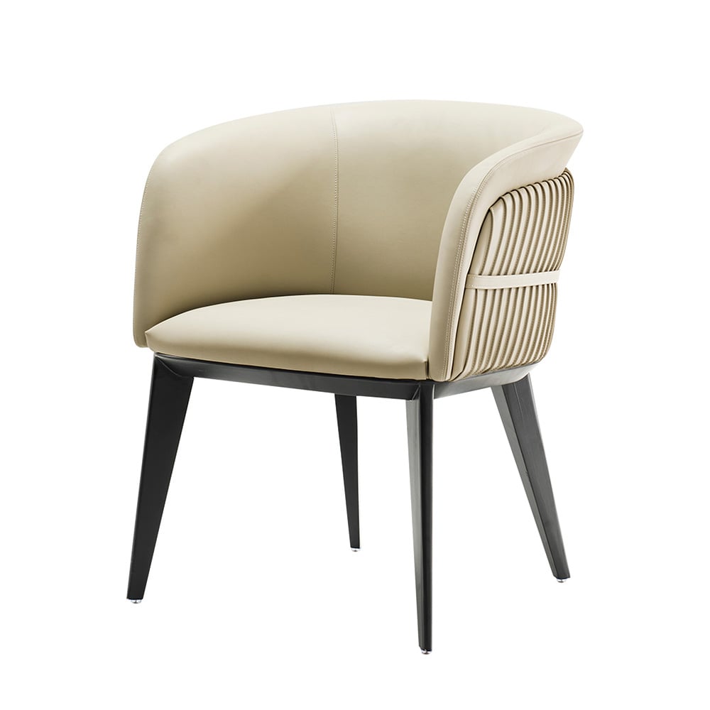 Beige Dining Chair PU Leather Upholstery with Full Back window image