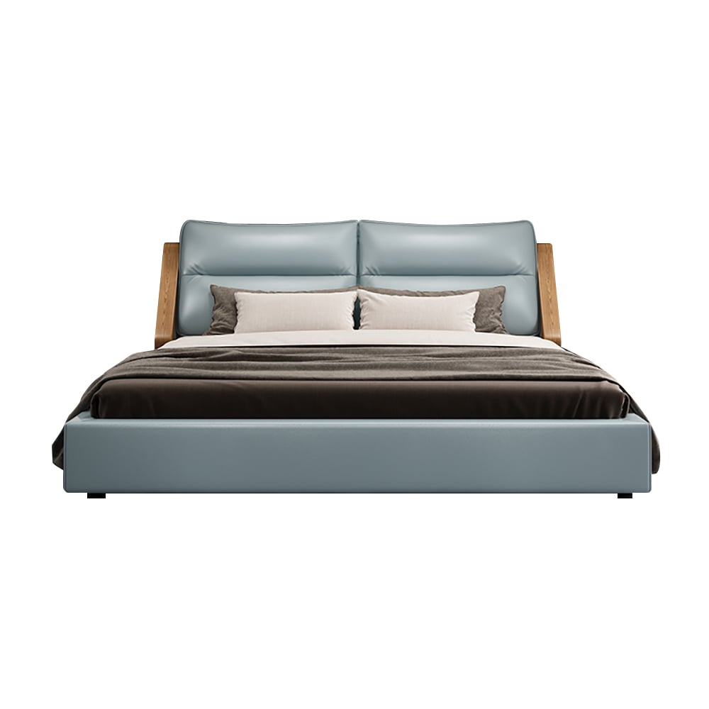Modern Platform Bed Faux Leather Upholstered Storage Bed with Cushioned Headboard window image