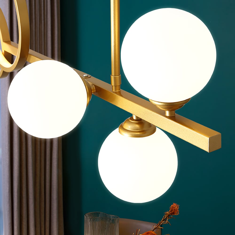 Modern Gold Linear LED Kitchen Island Light Glass Globe for Dining Room and Kitchen window image