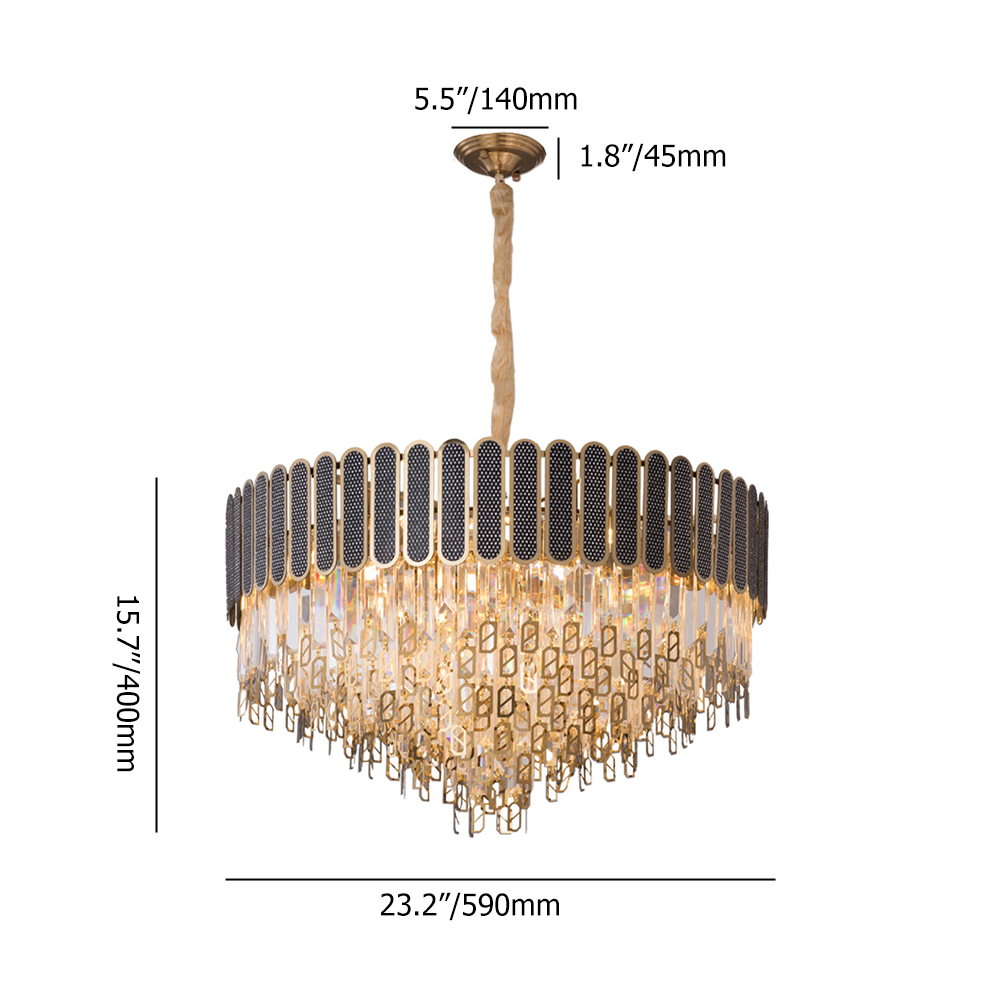 Modern 10-Light Tiered Crystal Chandelier with Adjustable Chain weights dimensions image