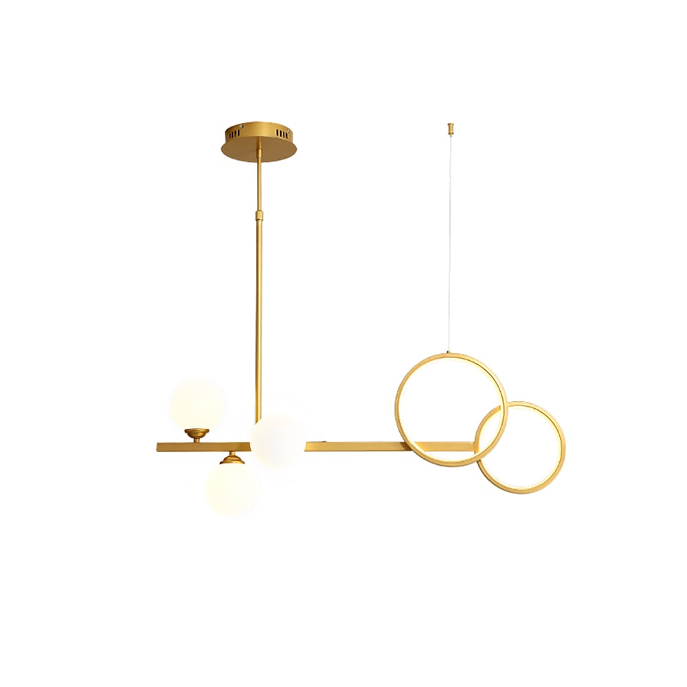 Modern Gold Linear LED Kitchen Island Light Glass Globe for Dining Room and Kitchen window image