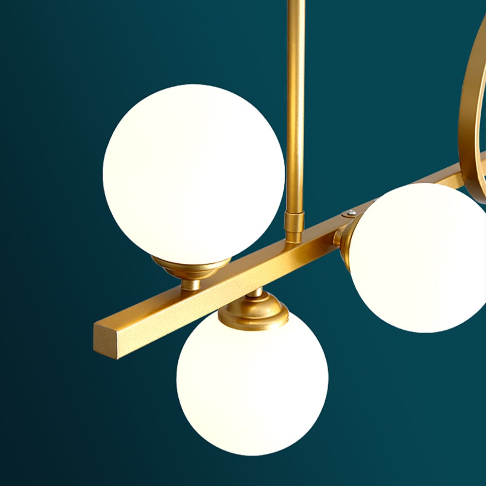 Modern Gold Linear LED Kitchen Island Light Glass Globe for Dining Room and Kitchen window image