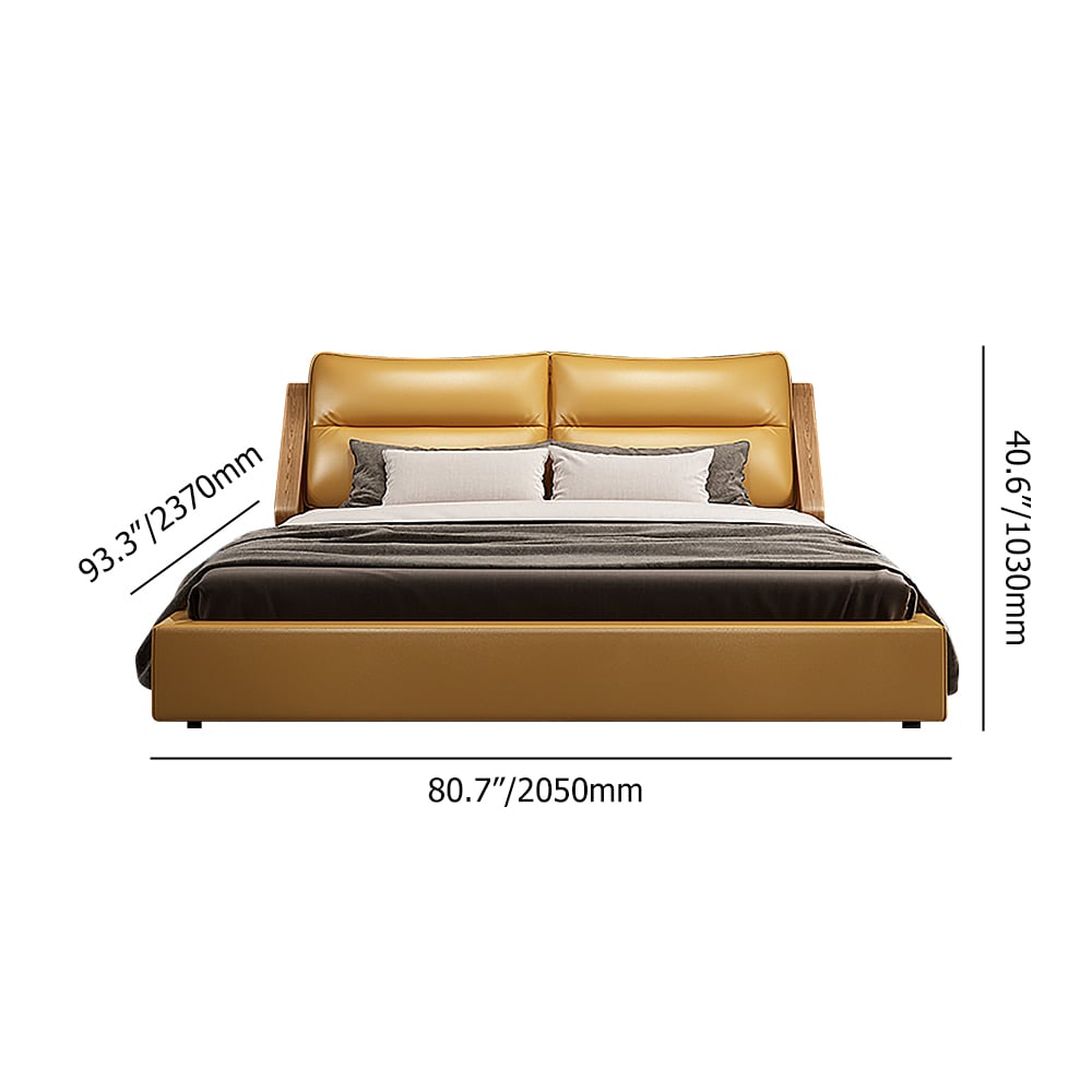 Modern Platform Bed Faux Leather Upholstered Storage Bed with Cushioned Headboard weights dimensions image