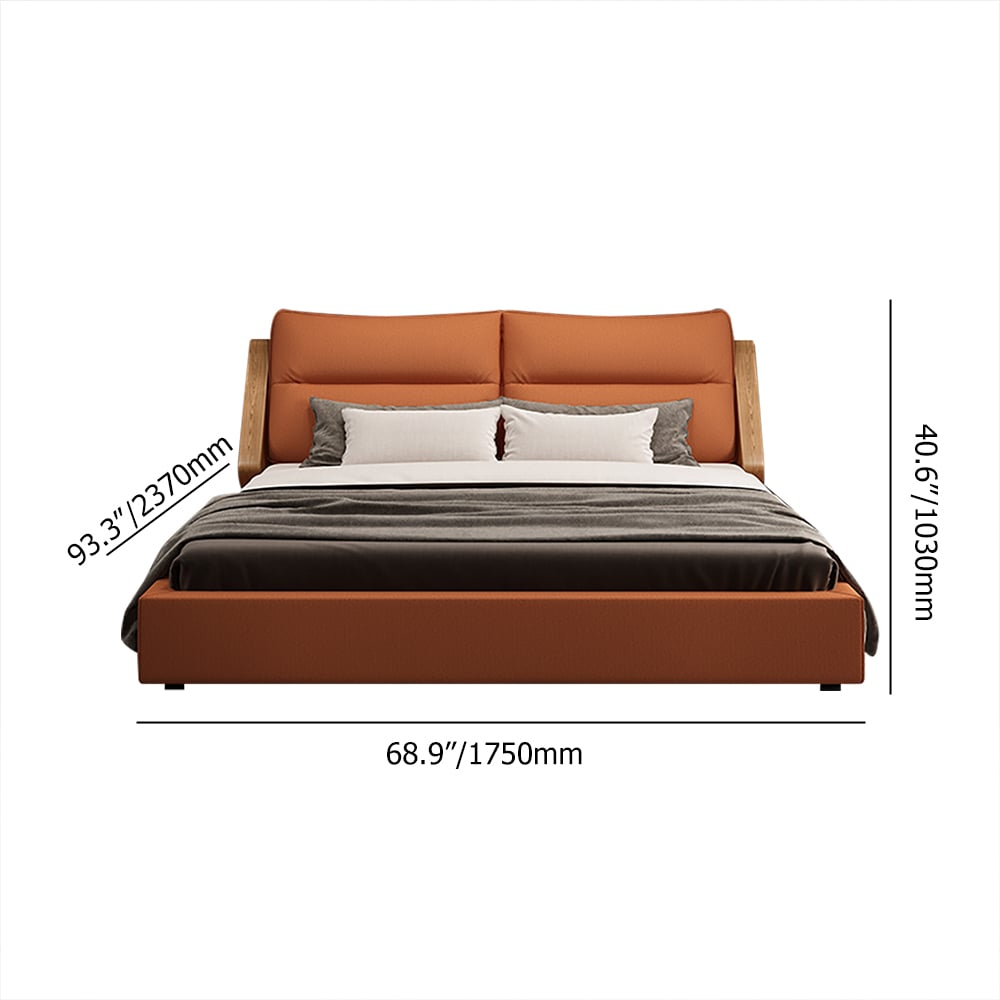 Modern Platform Bed Faux Leather Upholstered Storage Bed with Cushioned Headboard weights dimensions image