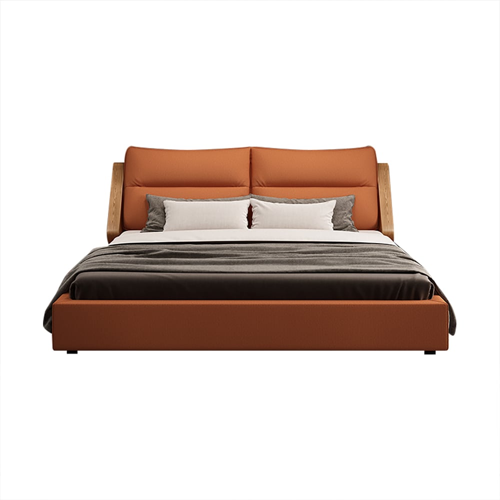 Modern Platform Bed Faux Leather Upholstered Storage Bed with Cushioned Headboard window image