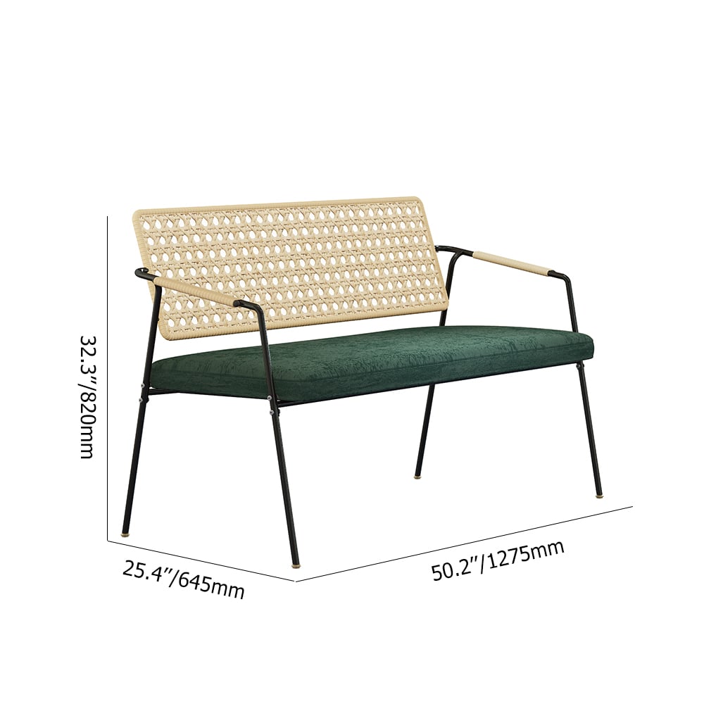 Outdoor White Rattan Patio Chair Velvet Upholstered with Carbon Steel Frame weights dimensions image