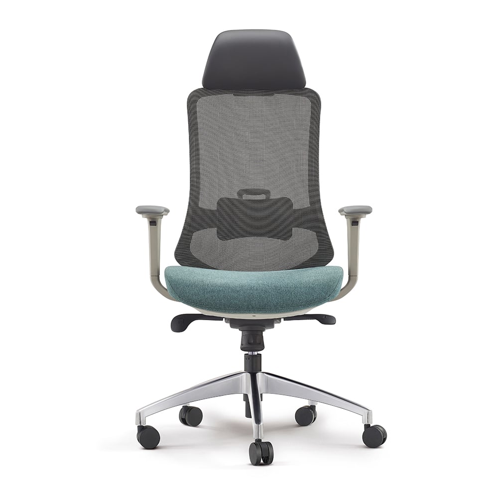 Chaise de bureau pivotante en maille verte contemporaine avec dossier haut et hauteur réglable image de fenêtre