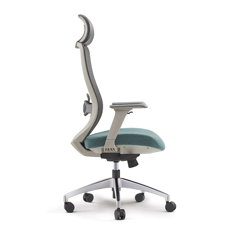 Chaise de bureau pivotante en maille verte contemporaine avec dossier haut et hauteur réglable image de fenêtre