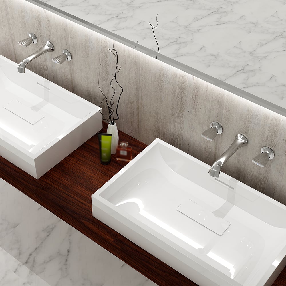 Aerated Spout Wall Mounted Bathroom Basin Tap Solid Brass Shell Shaped window image