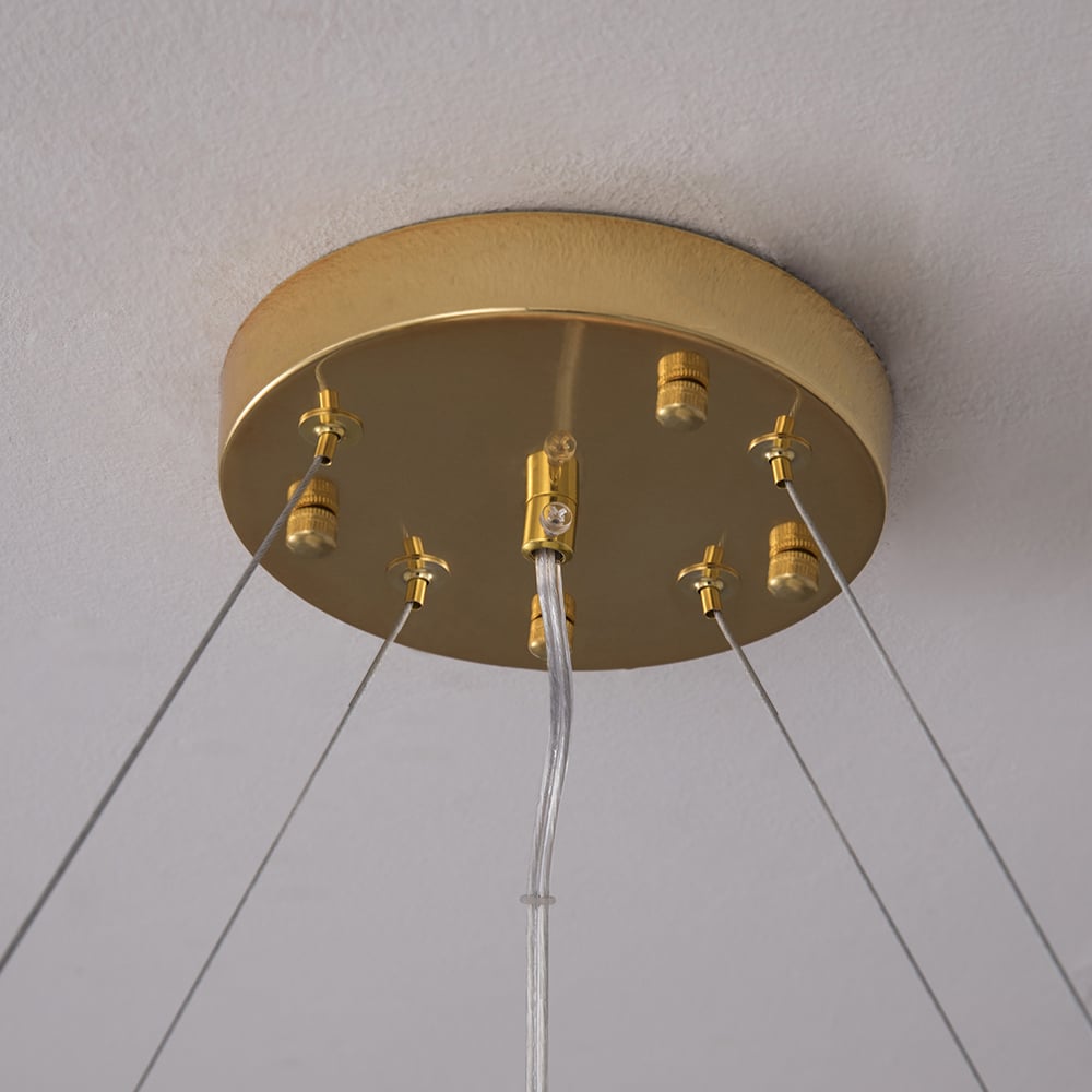 Crystal Raindrop Kitchen Island Light with Iron Shade in Brass window image