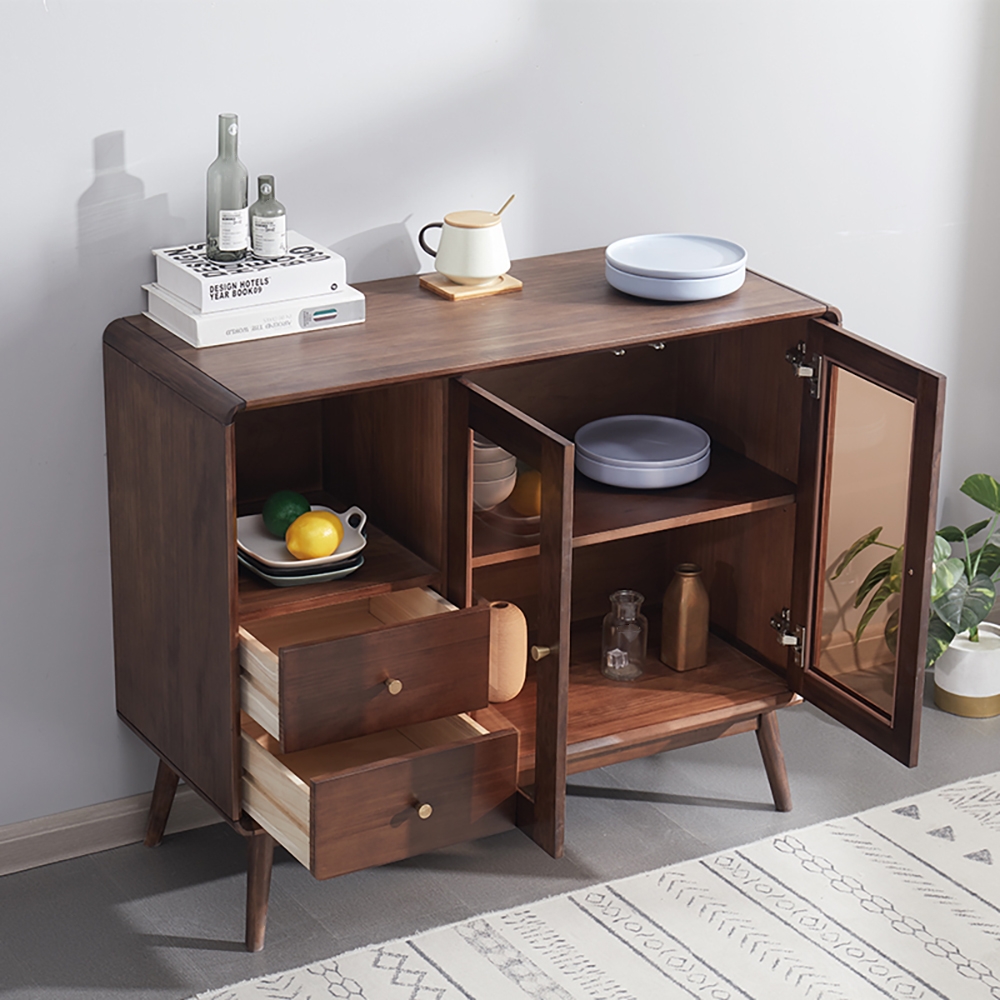 Cottage Walnut 2-Door Sideboard Buffet 956mm Sideboard Cabinet with Drawer & Door window image