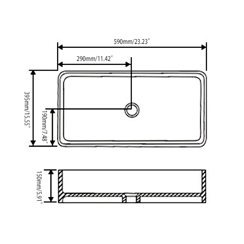 Glossy White Rectangular Stone Resin Modern Bathroom Vessel Sink with Pop-Up Drain window image