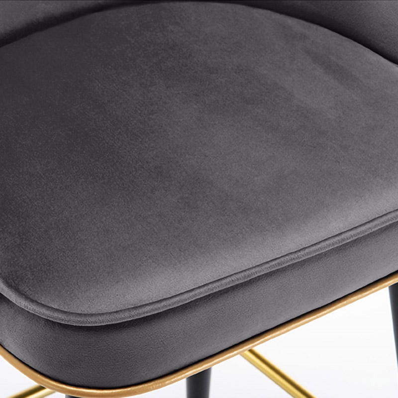 Deep Gray Velvet Counter Height Bar Stool with Footrest (Set of 2) window image