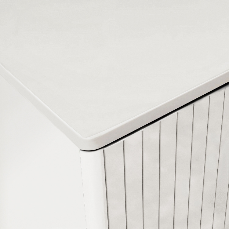 Aro Aro Commode contemporain blanc 2 portes et étagère d'appoint avec acier inoxydable en or image de fenêtre