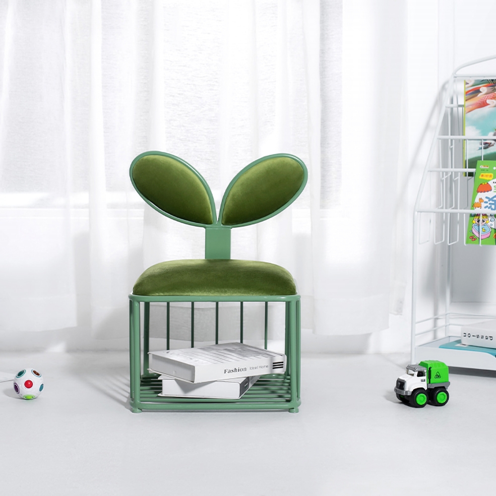 Modern Kid Chair Cute Kids Furniture with Metal Base in Green-A window image