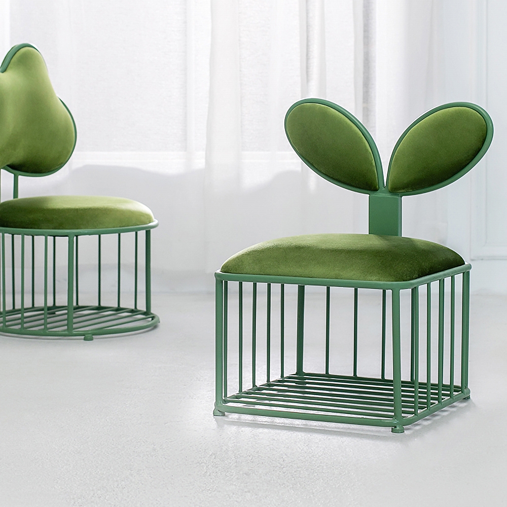 Modern Kid Chair Cute Kids Furniture with Metal Base in Green-A window image