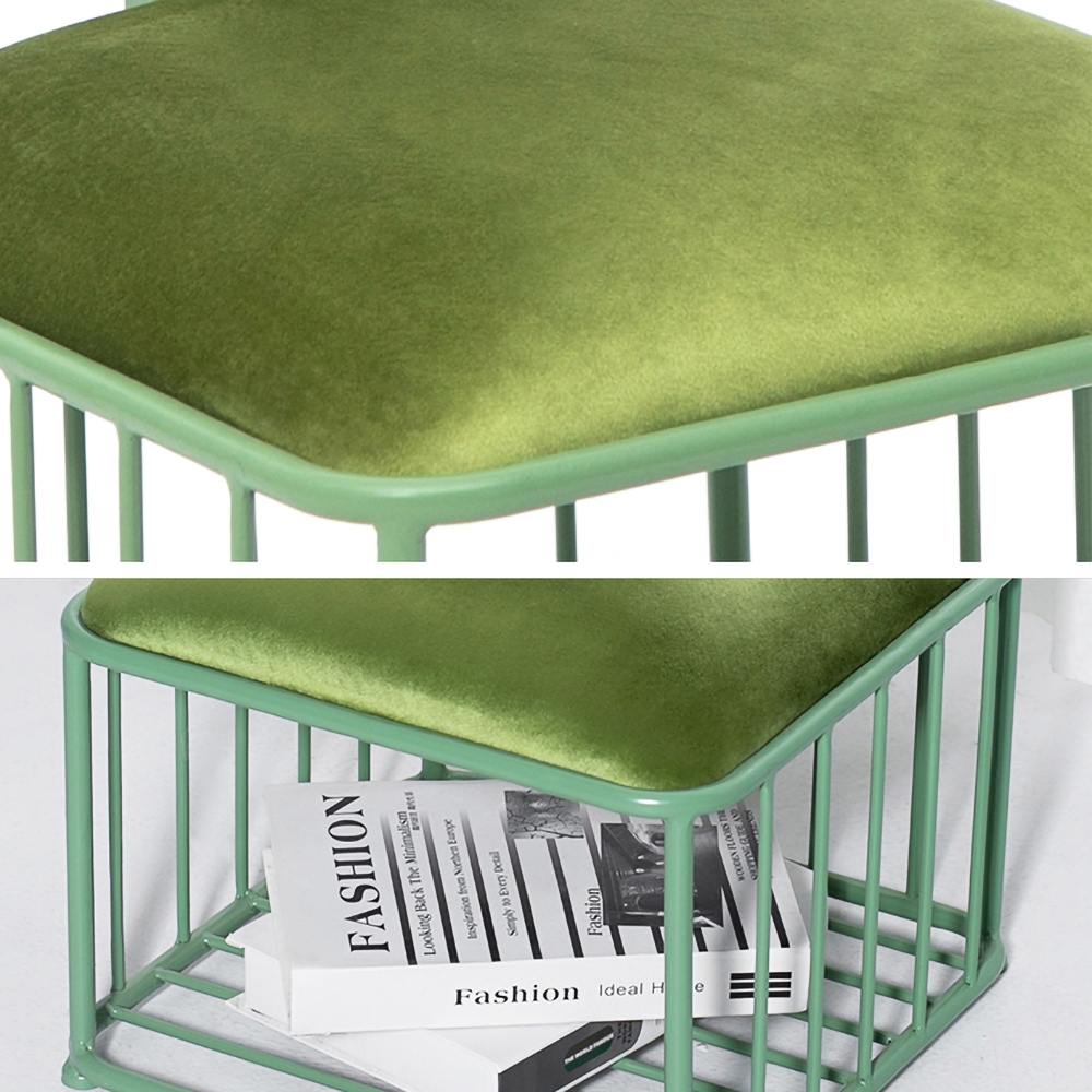 Modern Kid Chair Cute Kids Furniture with Metal Base in Green-A window image