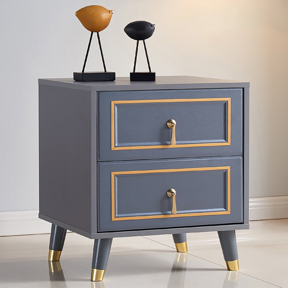 Modern Blue Nightstand with Storage Drawer Bedroom Bedside Table window image