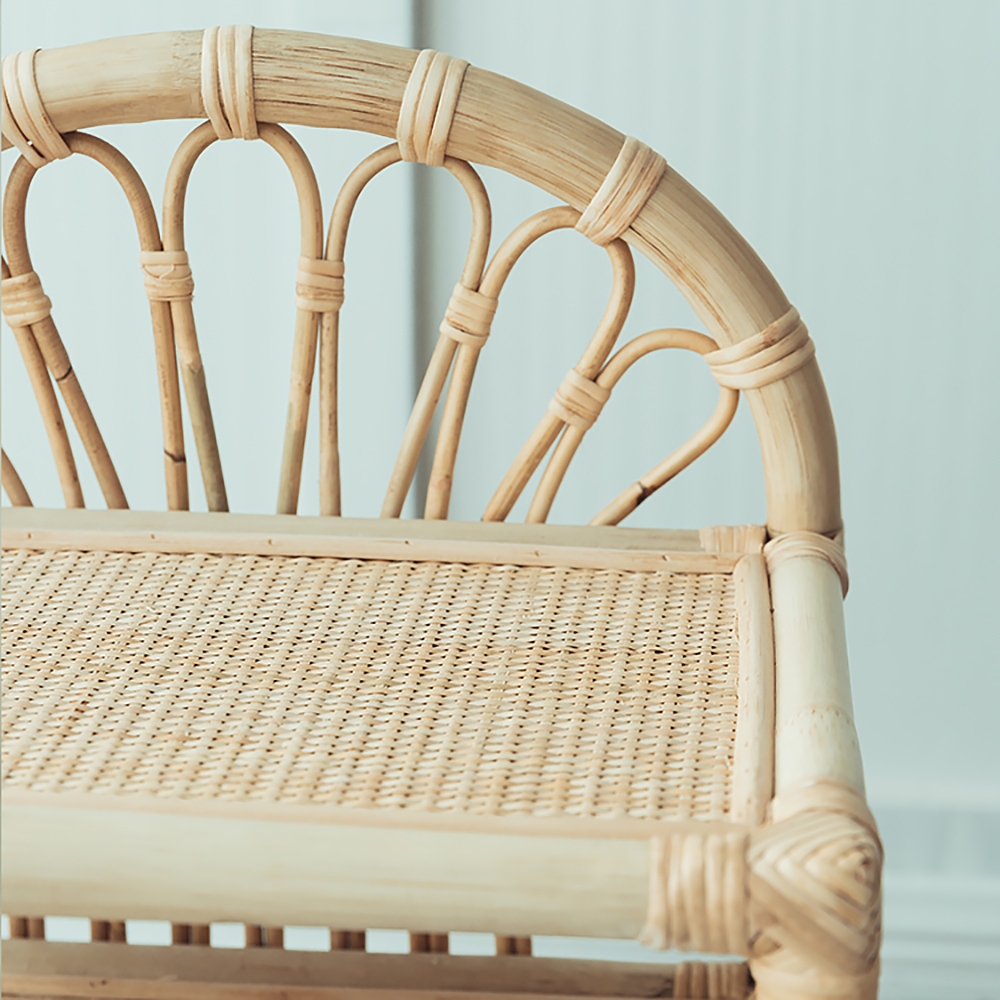 Farmhouse Woven Nightstand Rattan  Loop Nightstand Bedside Table in Natural window image