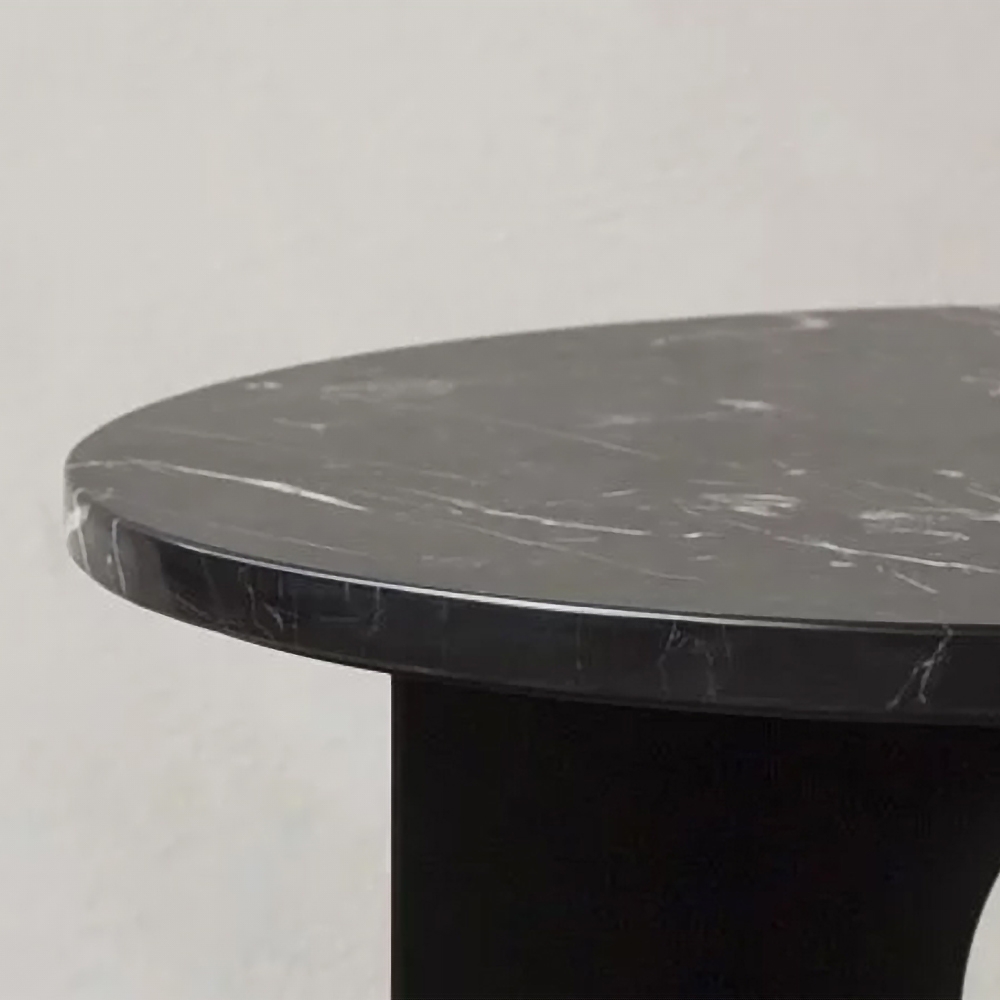 White Round Faux Marble Side Table End Table window image