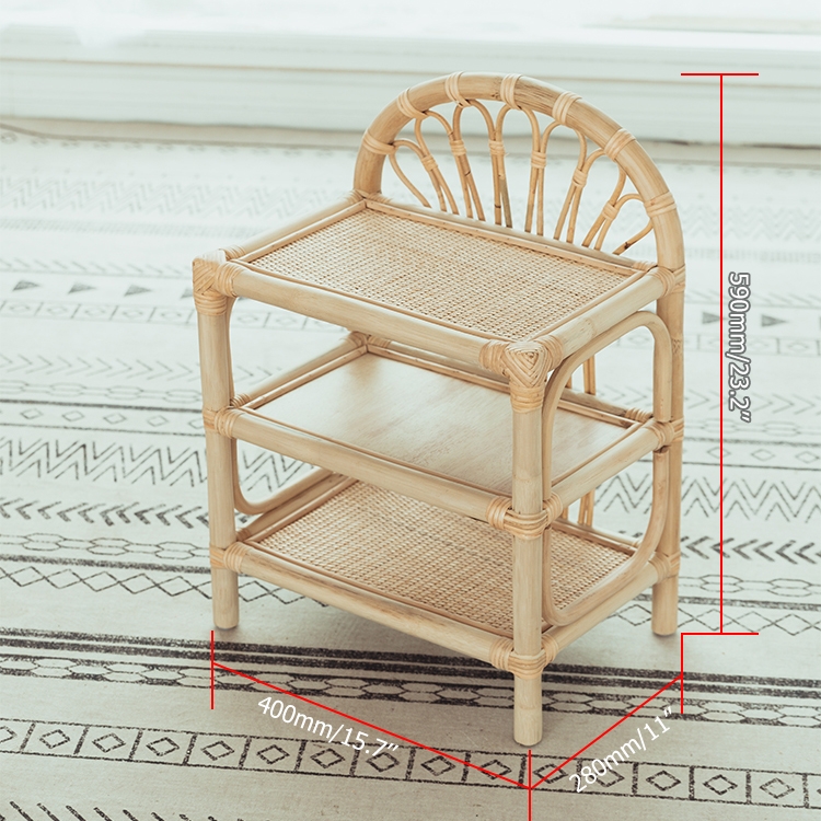 Farmhouse Woven Nightstand Rattan  Loop Nightstand Bedside Table in Natural window image