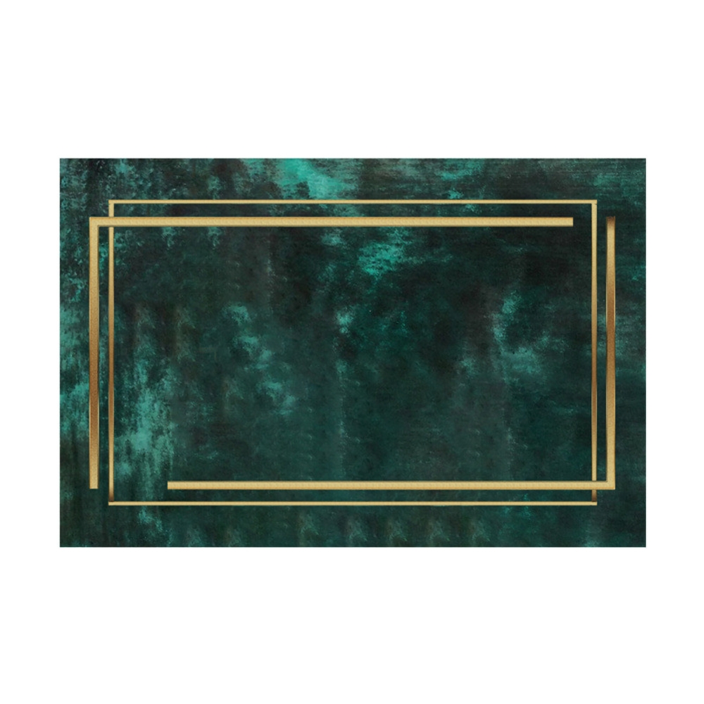 Green and Gold Modern Rectangle Indoor Area Rugs 3'x5' Machine-Washable window image
