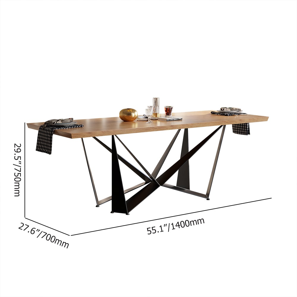 Table de salle à manger rectangulaire rétro de 1400 mm avec plateau en bois pour 6 personnes Poids, dimensions, image