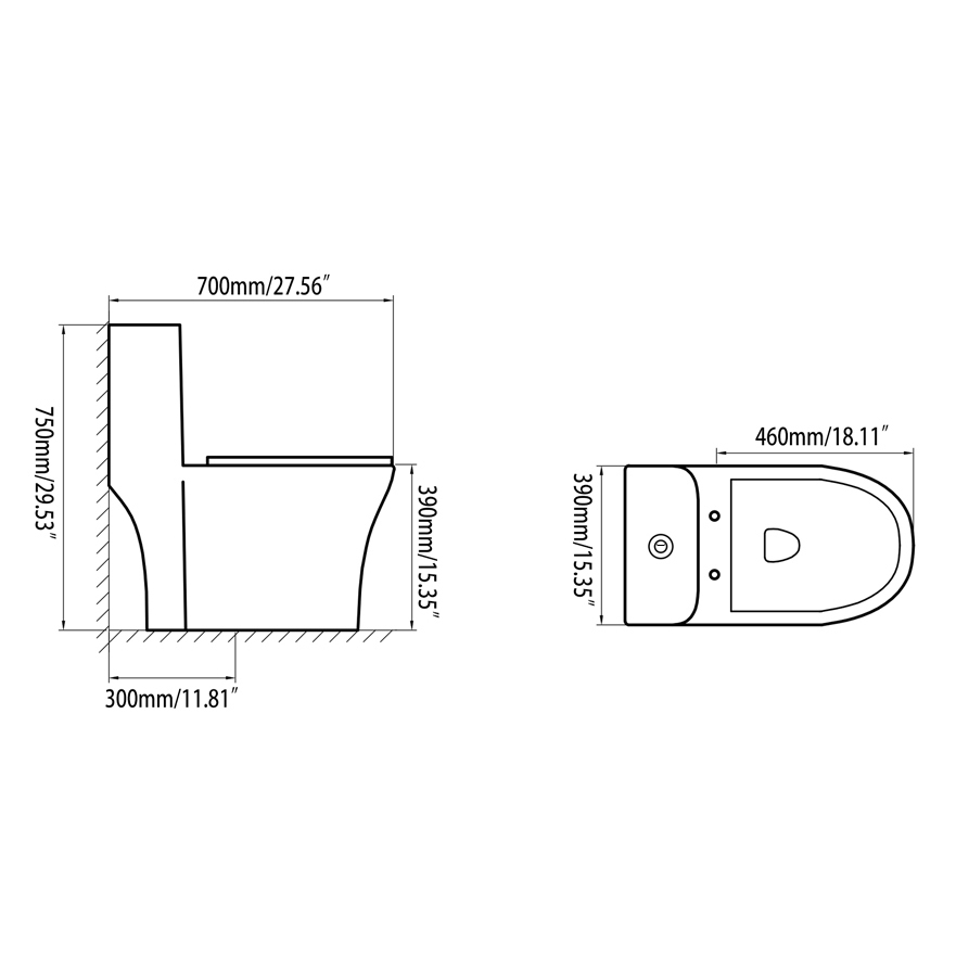 Modern Dual Flush One-Piece Elongated Siphonic Toilet with Slow Close Seat & Lid in White window image