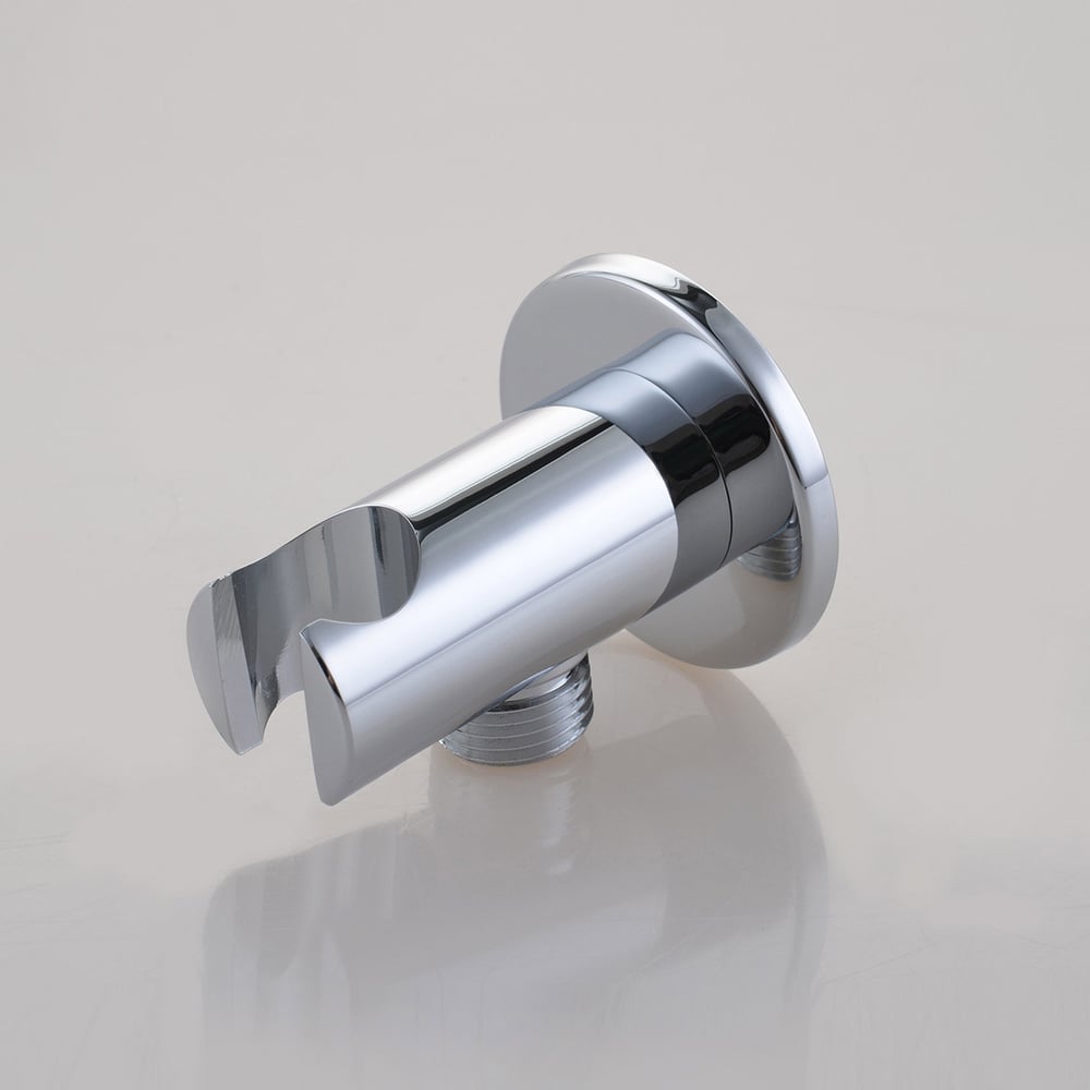 Modern Design Wall Mount Polished Chrome Solid Brass Round Hand Shower Supply Elbow with Holder window image