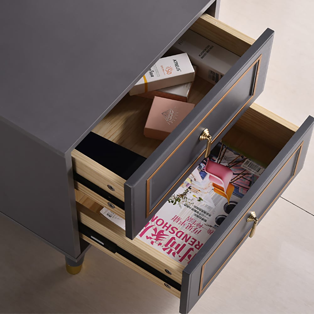 Modern Blue Nightstand with Storage Drawer Bedroom Bedside Table window image