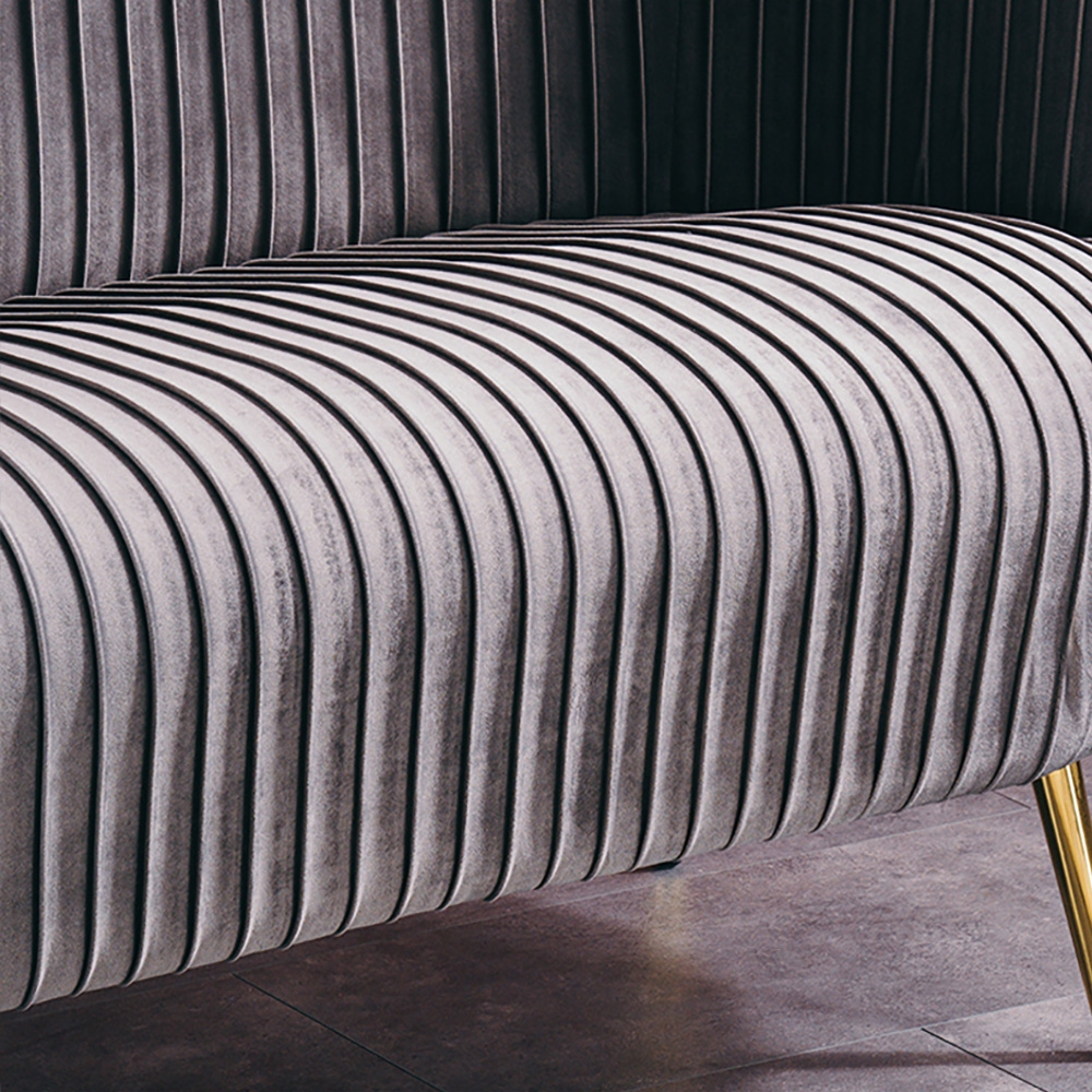 Gray Velvet Accent Chair Upholstered Arm Chair with Metal Legs in Gold window image