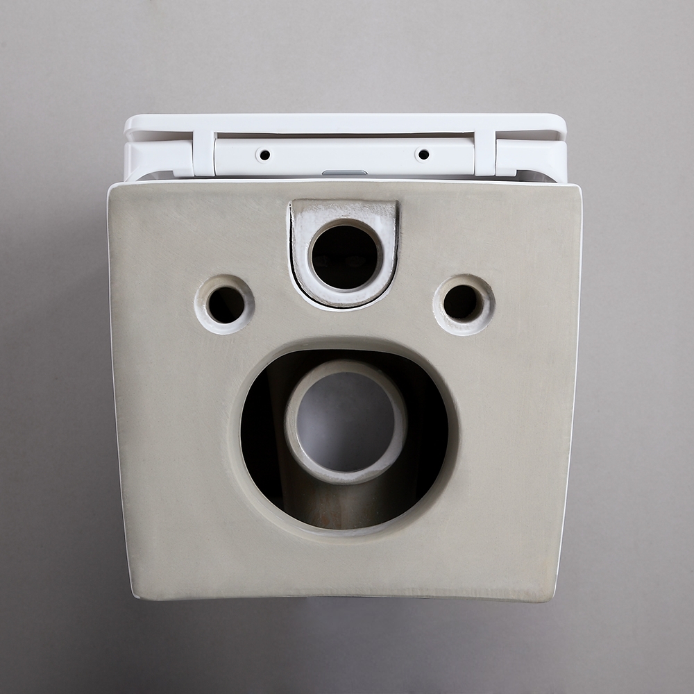 Modern One-Piece 1.1/1.6 GPF Dual Flush Square Wall Hung Elongated Toilet Bowl Only in White Custom Height