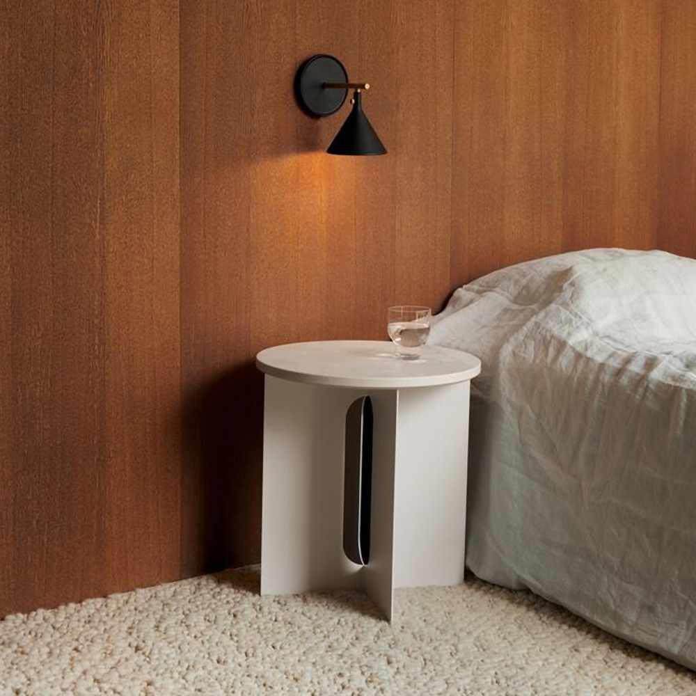 White Round Faux Marble Side Table End Table window image