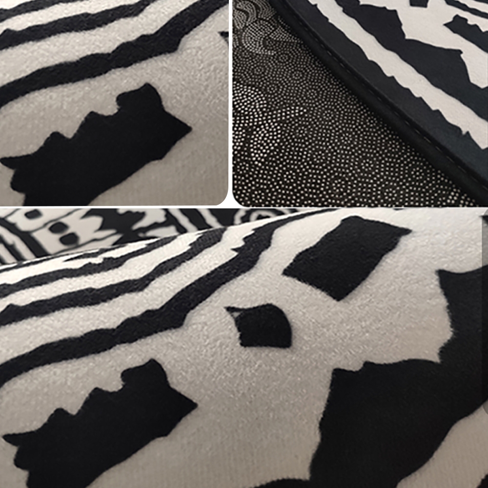 Black and White Round Moroccan Accent Rug 5' Bohemian window image