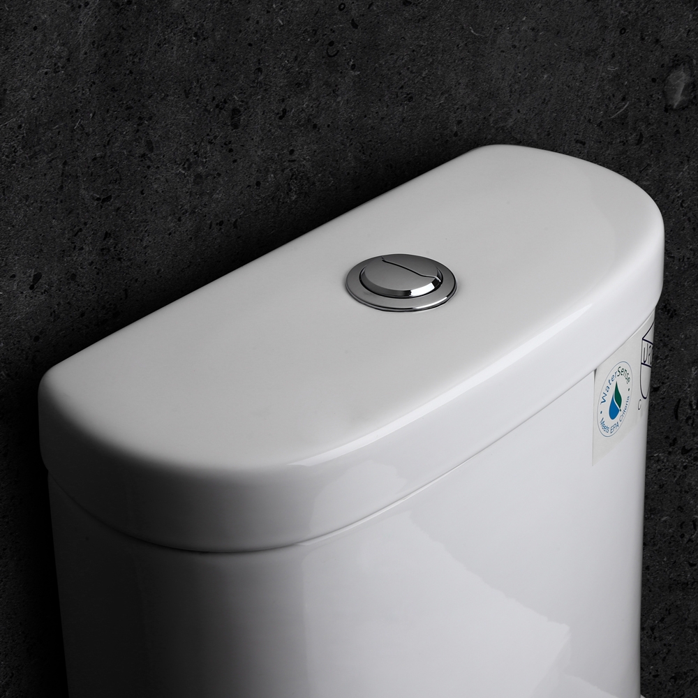 Modern Dual Flush One-Piece Elongated Siphonic Toilet with Slow Close Seat & Lid in White window image