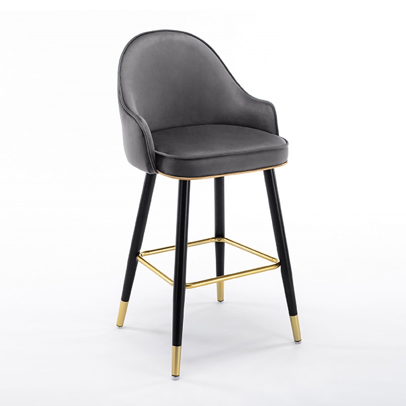 Deep Gray Velvet Counter Height Bar Stool with Footrest (Set of 2) window image