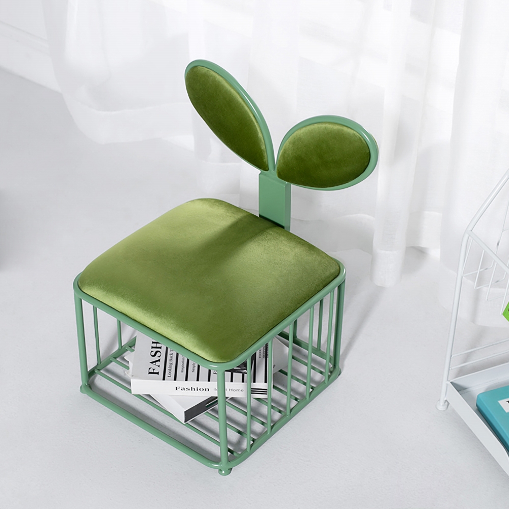 Modern Kid Chair Cute Kids Furniture with Metal Base in Green-A window image