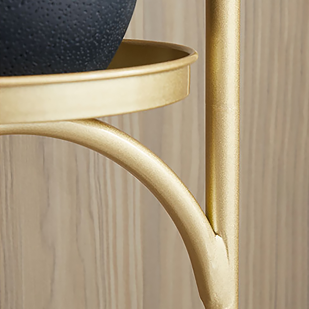 Modern Tall 3-Tiered Plant Stand Gold Metal Corner Planter Stand Indoor window image