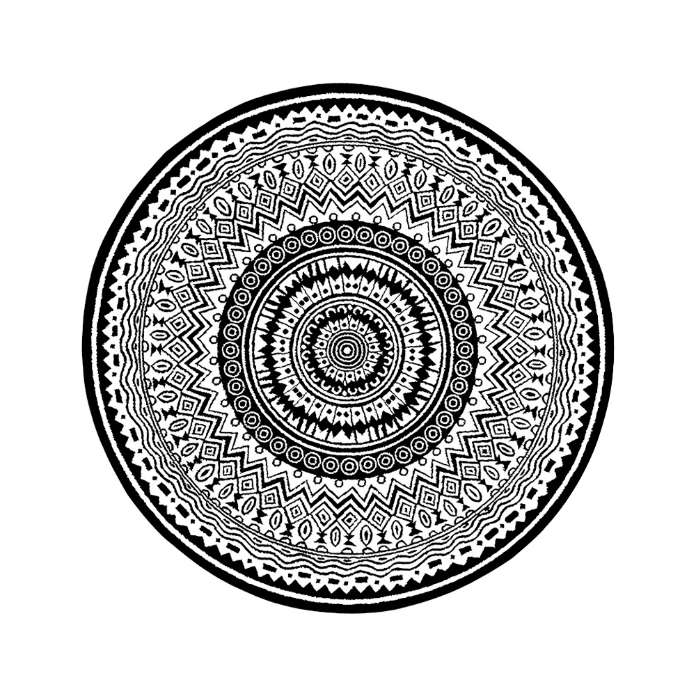 Black and White Round Moroccan Accent Rug 5' Bohemian window image