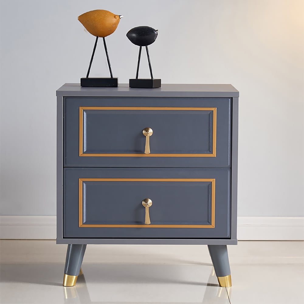 Modern Blue Nightstand with Storage Drawer Bedroom Bedside Table window image