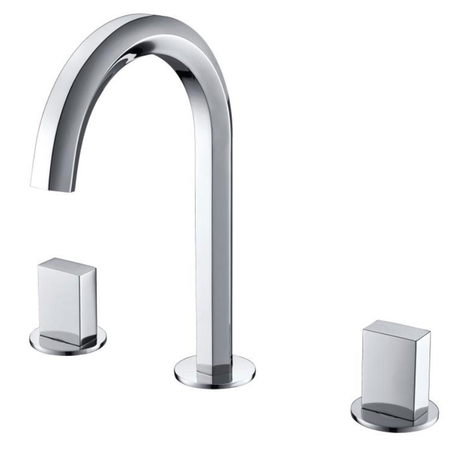 Stylish Widespread Double Handles Polished Chrome Bathroom Sink Faucet Solid Brass window image