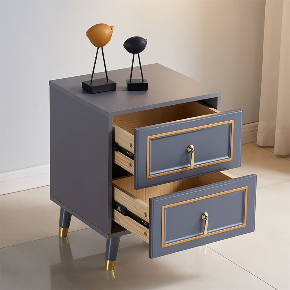 Modern Blue Nightstand with Storage Drawer Bedroom Bedside Table window image